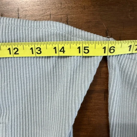 By Egreis - Off-Shoulder Ribbed Button-Up Top - Blue - Picture 6 of 6